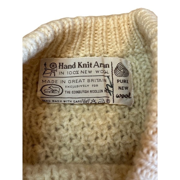 Hand Knit Aran Wool Sweater - Picture 2 of 4